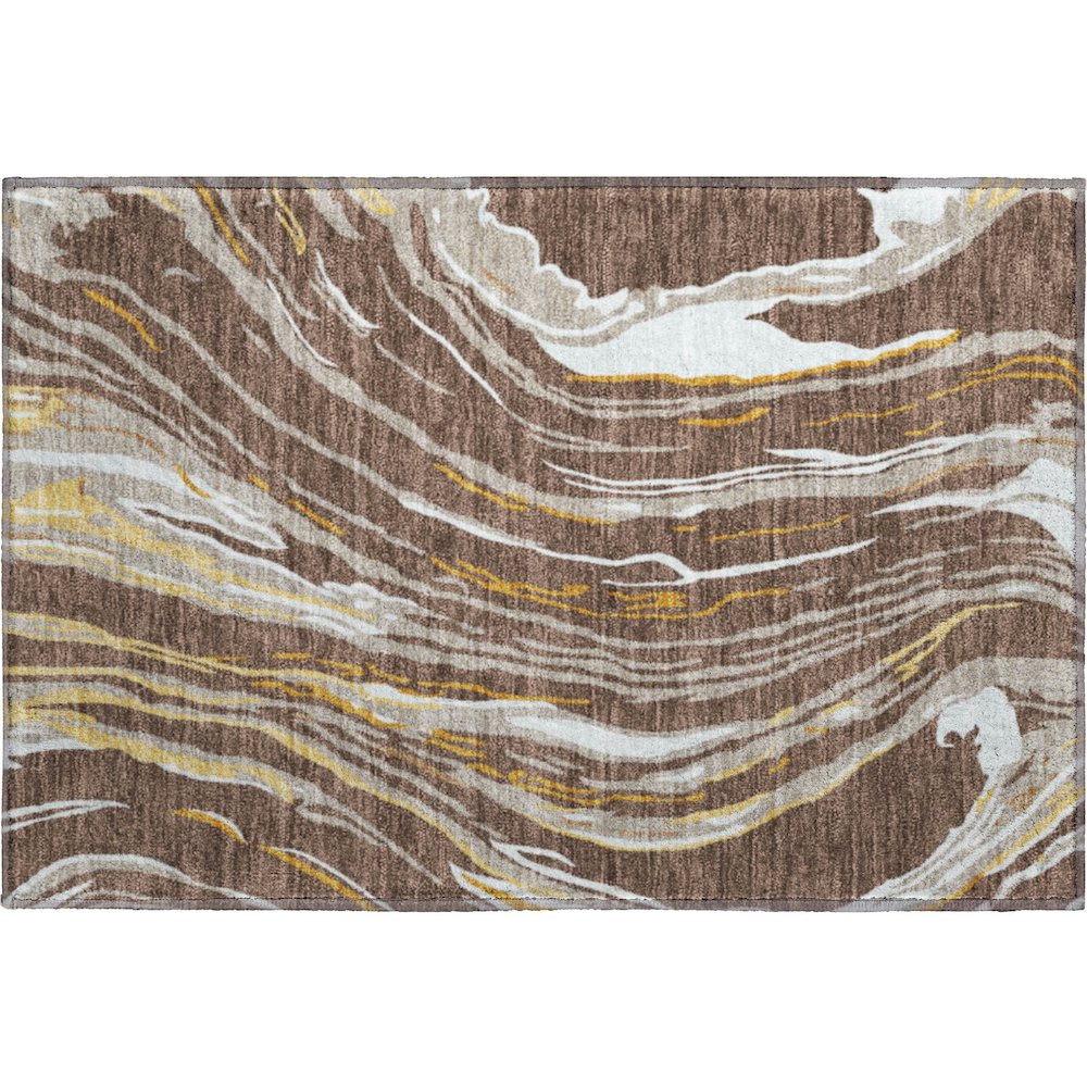 Premium Machine Washable Mayfield AMF1037 Brown 1'8" x 2'6" Rug. Picture 1