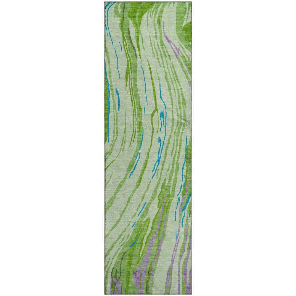Premium Machine Washable Mayfield AMF1037 Green 2'3" x 7'6" Runner Rug. Picture 1