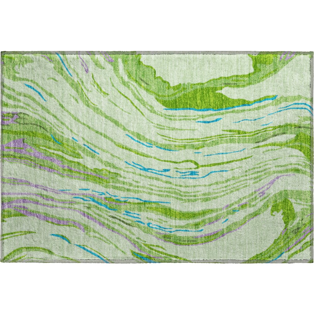 Premium Machine Washable Mayfield AMF1037 Green 1'8" x 2'6" Rug. Picture 1