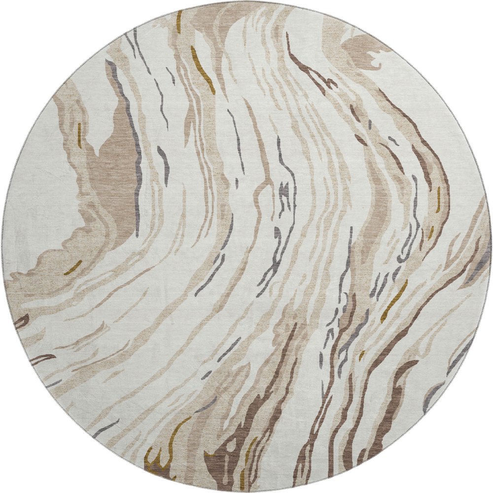 Premium Machine Washable Mayfield AMF1037 Ivory 8' x 8' Round Rug. Picture 1