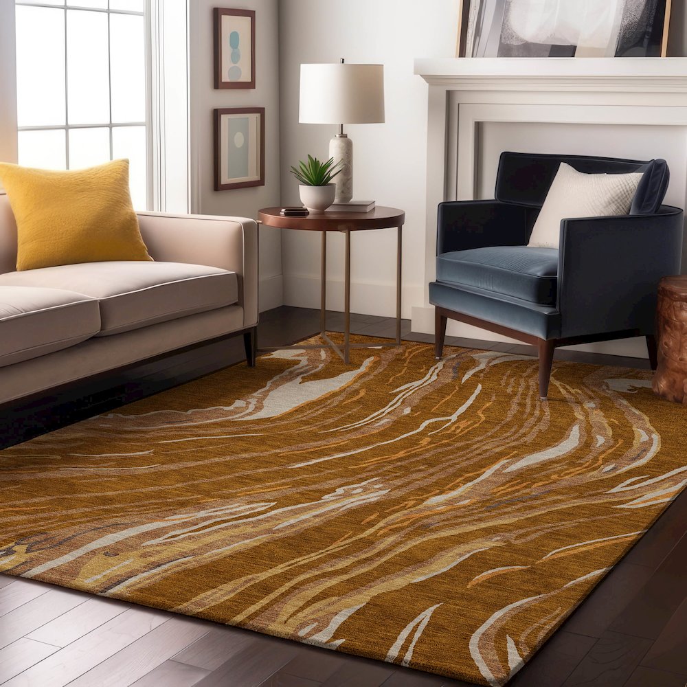 Premium Machine Washable Mayfield AMF1037 Paprika 2'6" x 3'10" Rug. Picture 5