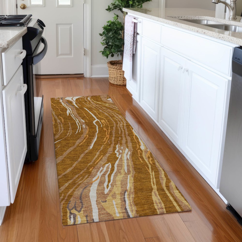 Premium Machine Washable Mayfield AMF1037 Paprika 2'3" x 7'6" Runner Rug. Picture 5
