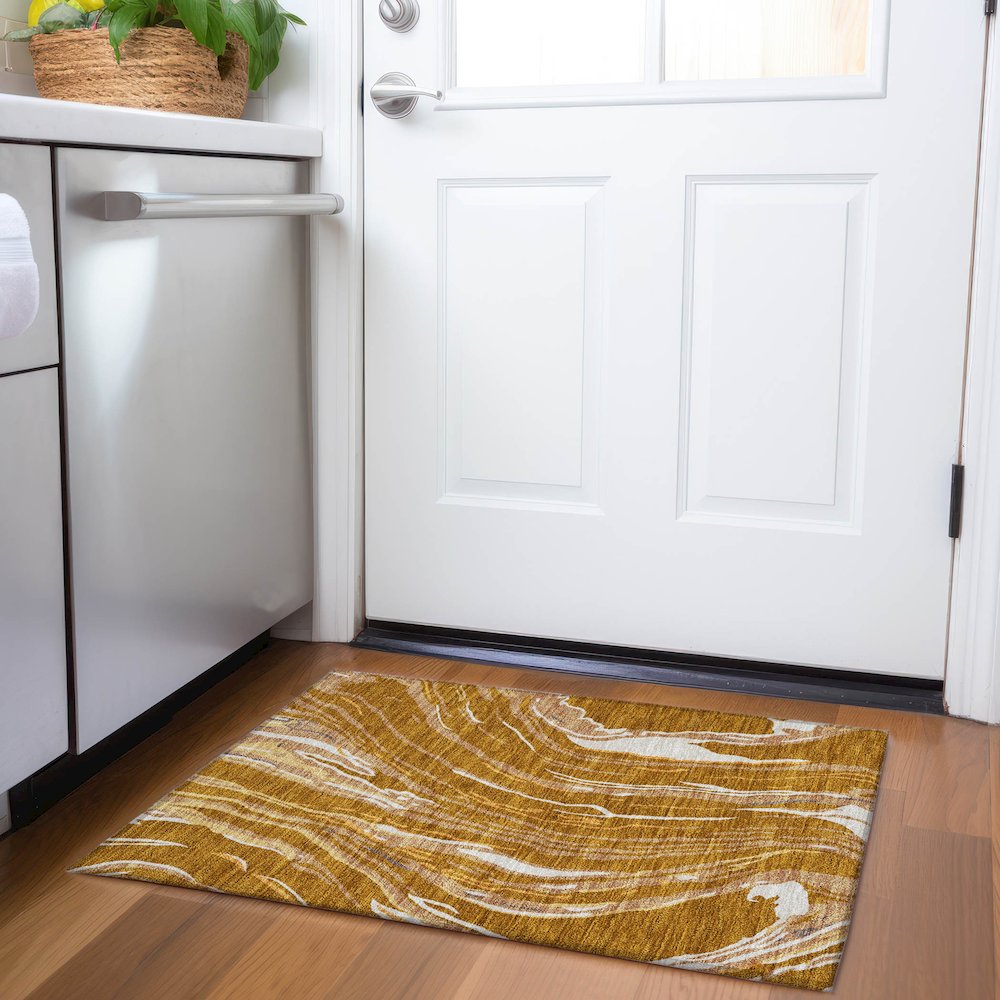 Premium Machine Washable Mayfield AMF1037 Paprika 1'8" x 2'6" Rug. Picture 5