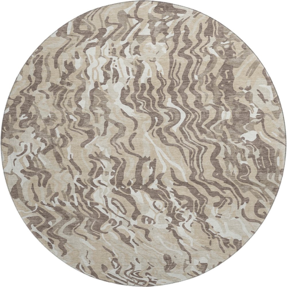 Premium Machine Washable Mayfield AMF1038 Beige 8' x 8' Round Rug. Picture 1