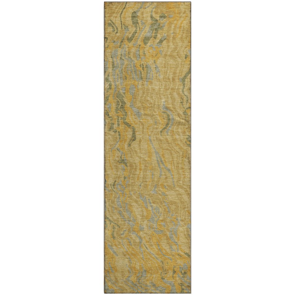 Premium Machine Washable Mayfield AMF1038 Gold 2'3" x 7'6" Runner Rug. Picture 1