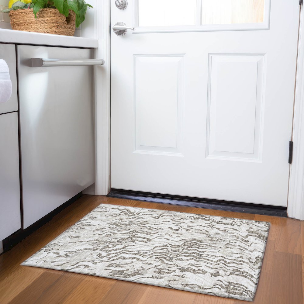 Premium Machine Washable Mayfield AMF1038 Ivory 1'8" x 2'6" Rug. Picture 5