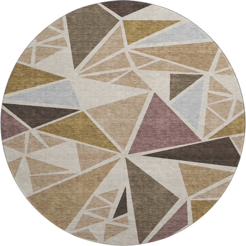 Premium Machine Washable Mayfield AMF1039 Beige 8' x 8' Round Rug. Picture 1