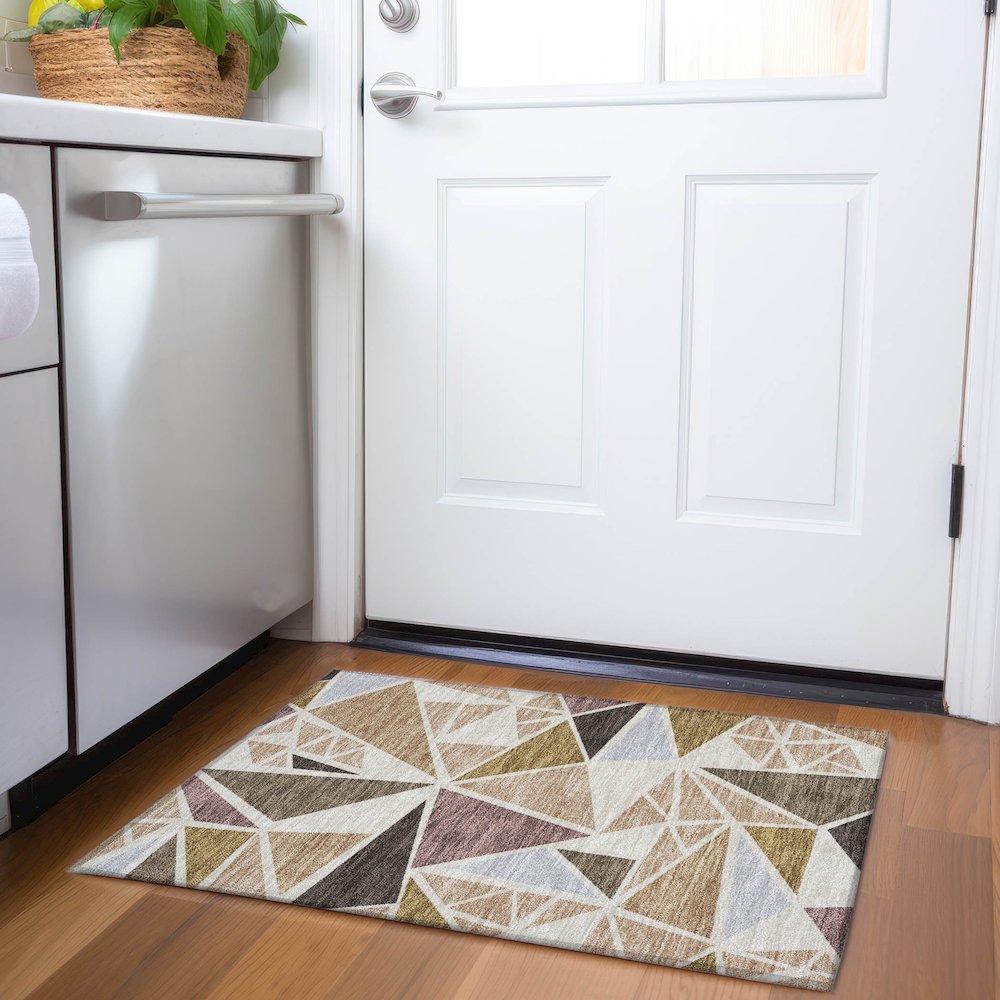 Premium Machine Washable Mayfield AMF1039 Beige 1'8" x 2'6" Rug. Picture 5