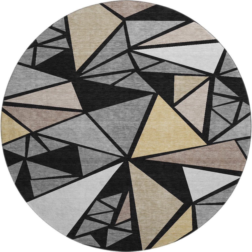 Premium Machine Washable Mayfield AMF1039 Black 8' x 8' Round Rug. Picture 1