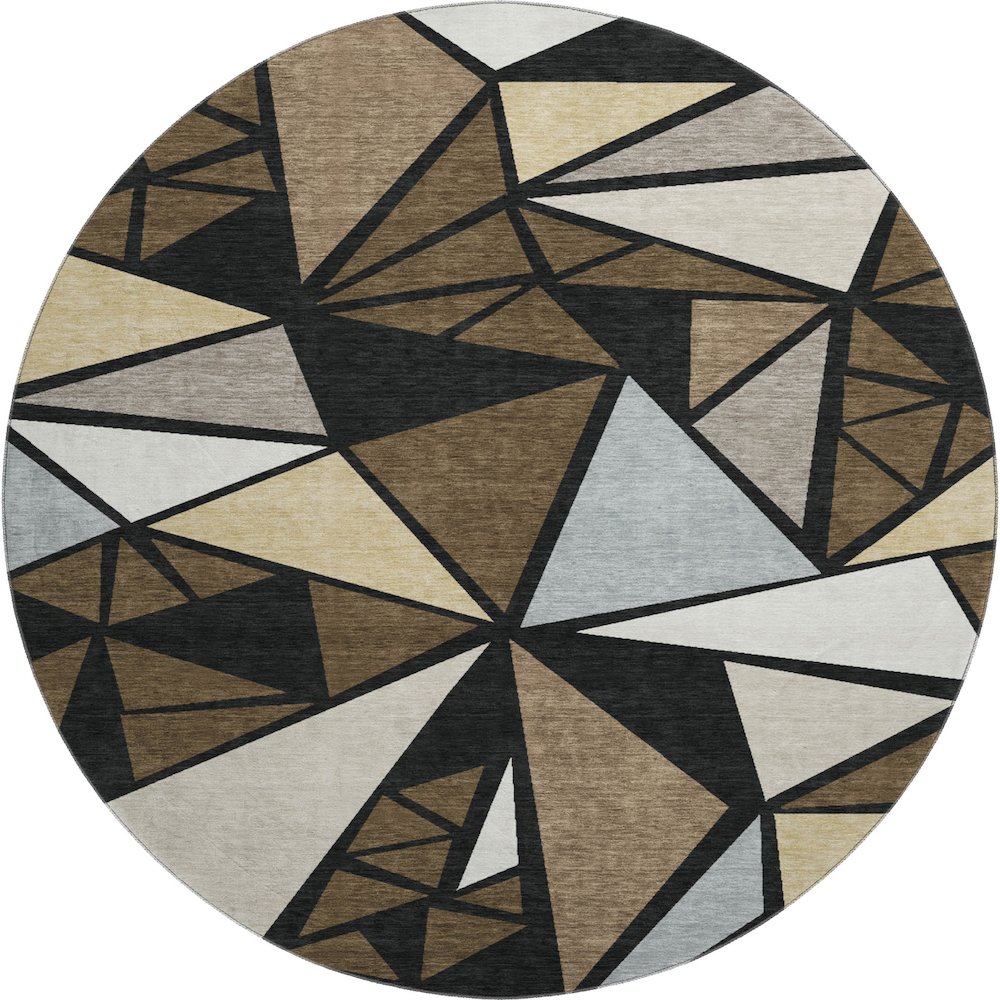 Premium Machine Washable Mayfield AMF1039 Brown 8' x 8' Round Rug. Picture 1