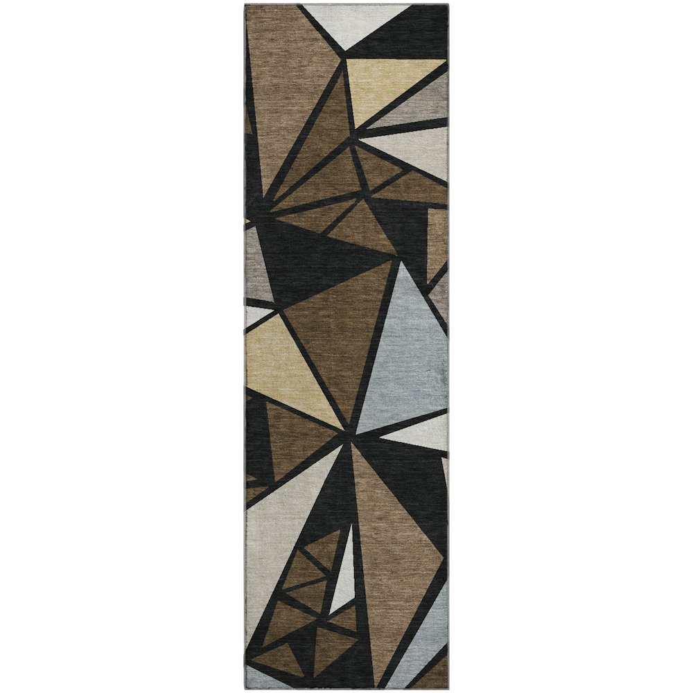 Premium Machine Washable Mayfield AMF1039 Brown 2'3" x 7'6" Runner Rug. Picture 1