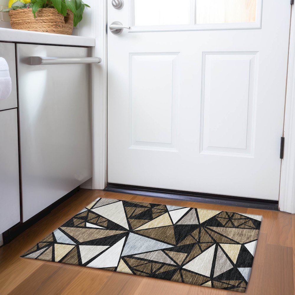 Premium Machine Washable Mayfield AMF1039 Brown 1'8" x 2'6" Rug. Picture 5