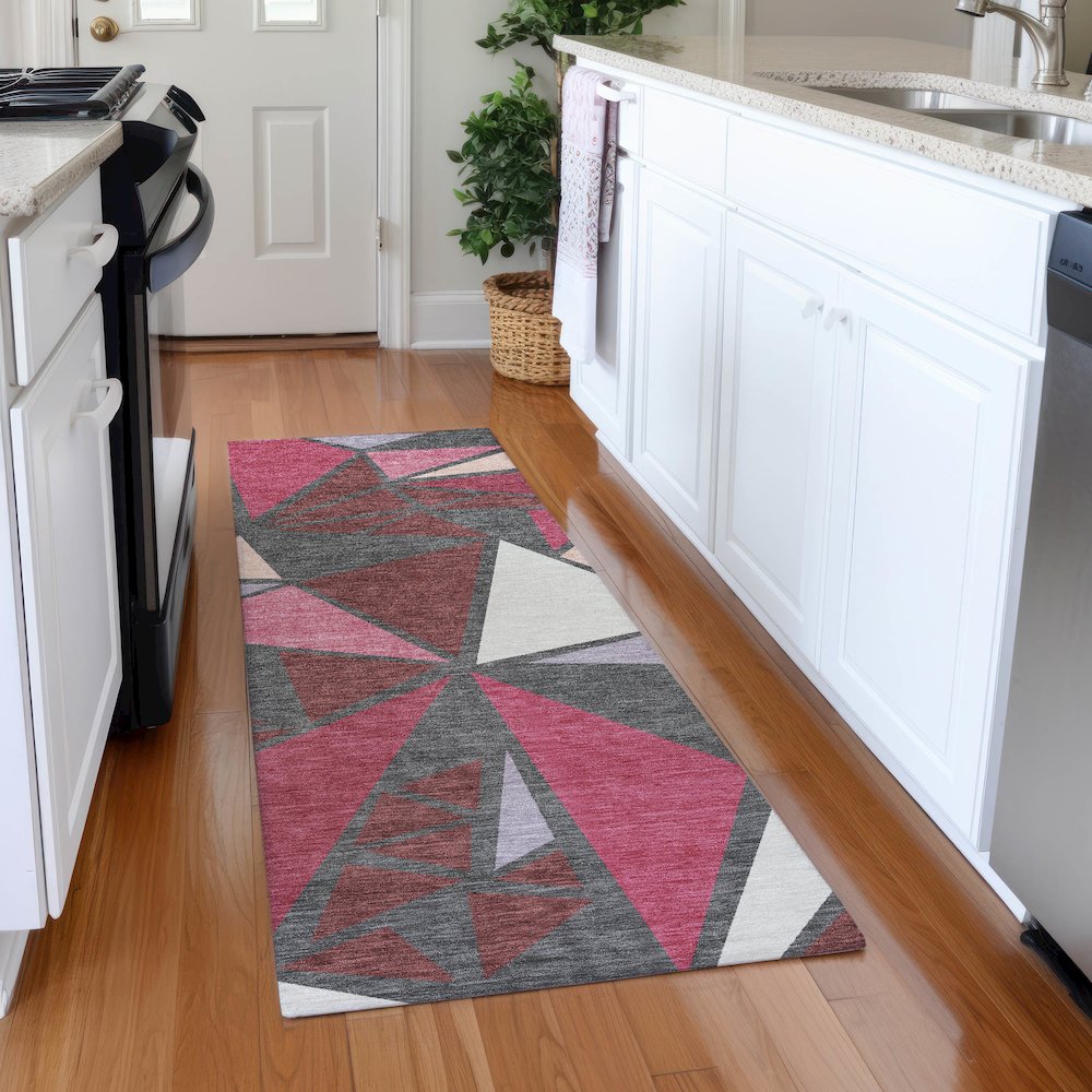 Premium Machine Washable Mayfield AMF1039 Burgundy 2'3" x 7'6" Runner Rug. Picture 5