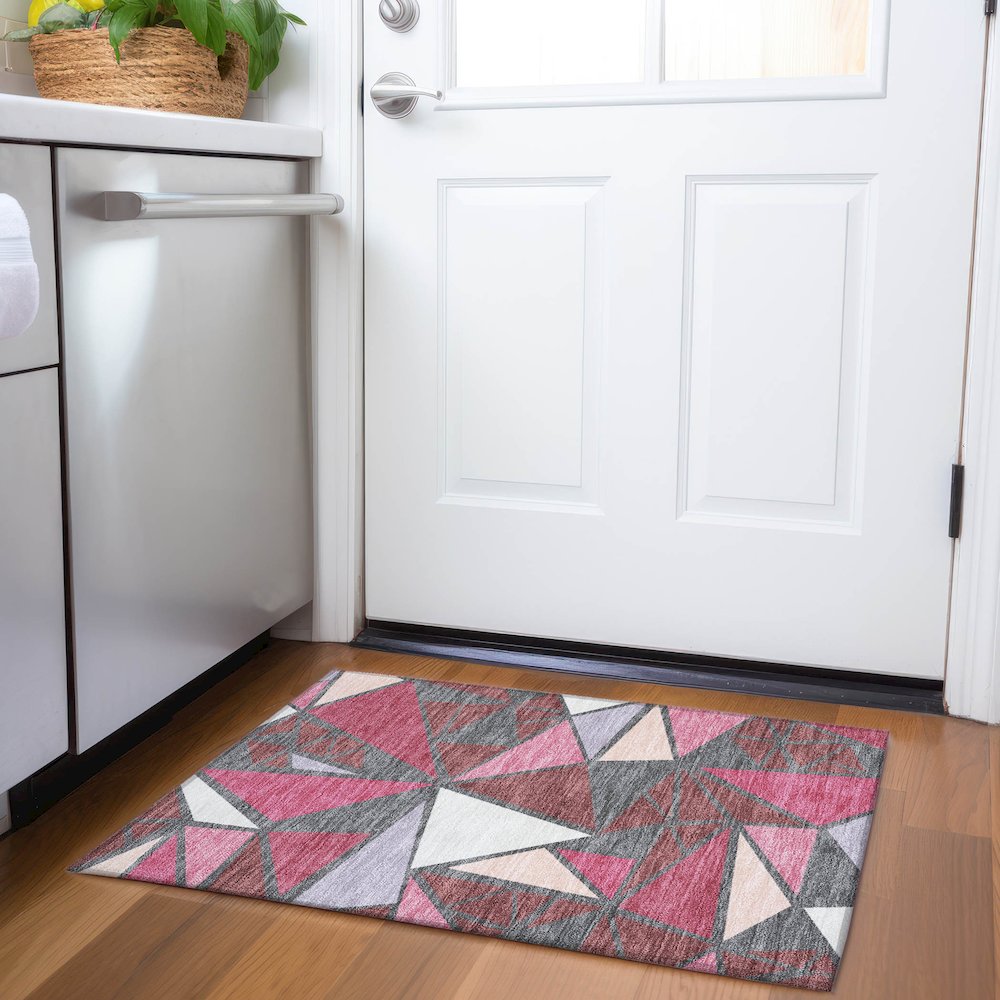 Premium Machine Washable Mayfield AMF1039 Burgundy 1'8" x 2'6" Rug. Picture 5