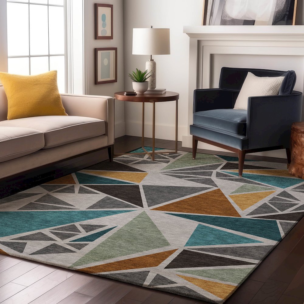 Premium Machine Washable Mayfield AMF1039 Gray 2'6" x 3'10" Rug. Picture 5