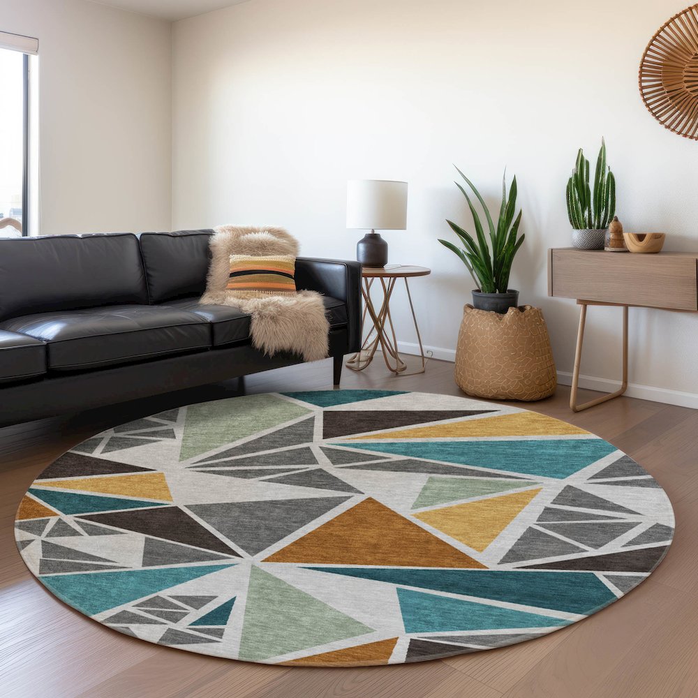 Premium Machine Washable Mayfield AMF1039 Gray 8' x 8' Round Rug. Picture 5