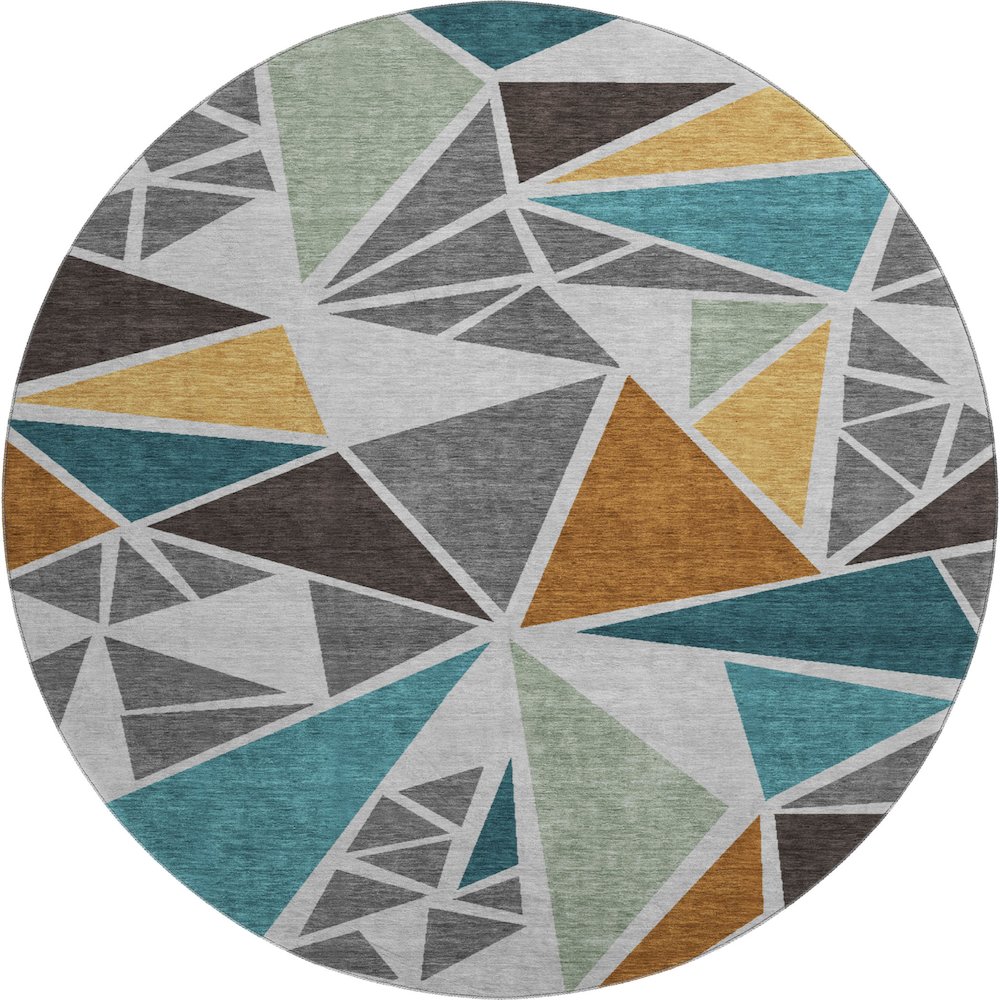 Premium Machine Washable Mayfield AMF1039 Gray 8' x 8' Round Rug. Picture 1