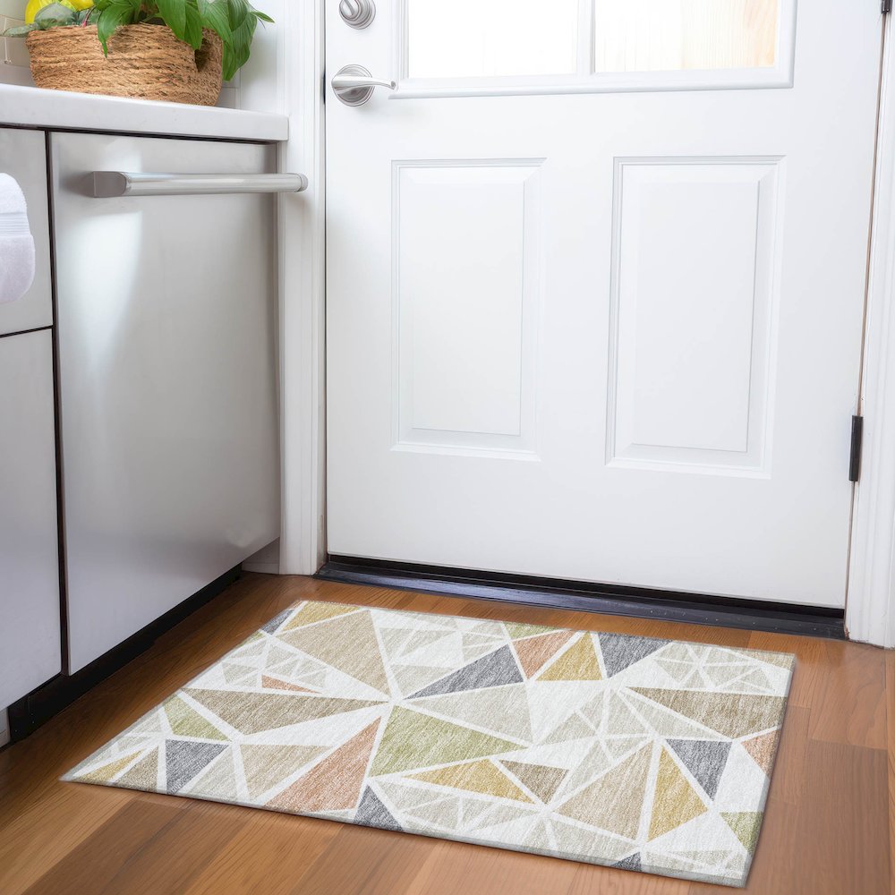 Premium Machine Washable Mayfield AMF1039 Ivory 1'8" x 2'6" Rug. Picture 5