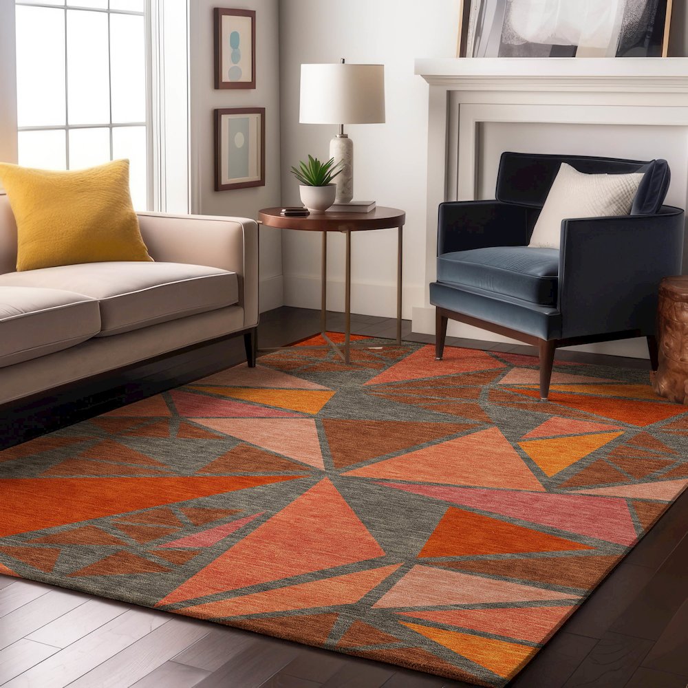 Premium Machine Washable Mayfield AMF1039 Rust 2'6" x 3'10" Rug. Picture 5