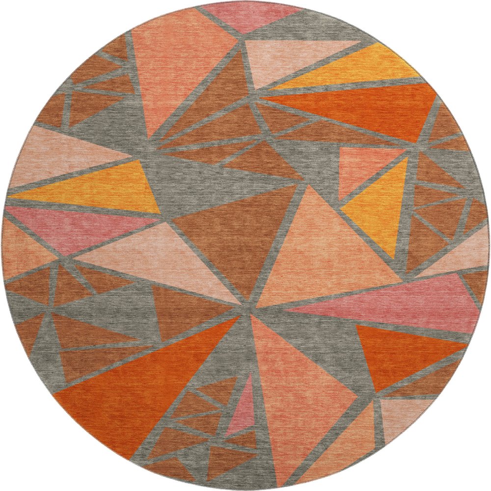 Premium Machine Washable Mayfield AMF1039 Rust 8' x 8' Round Rug. Picture 1