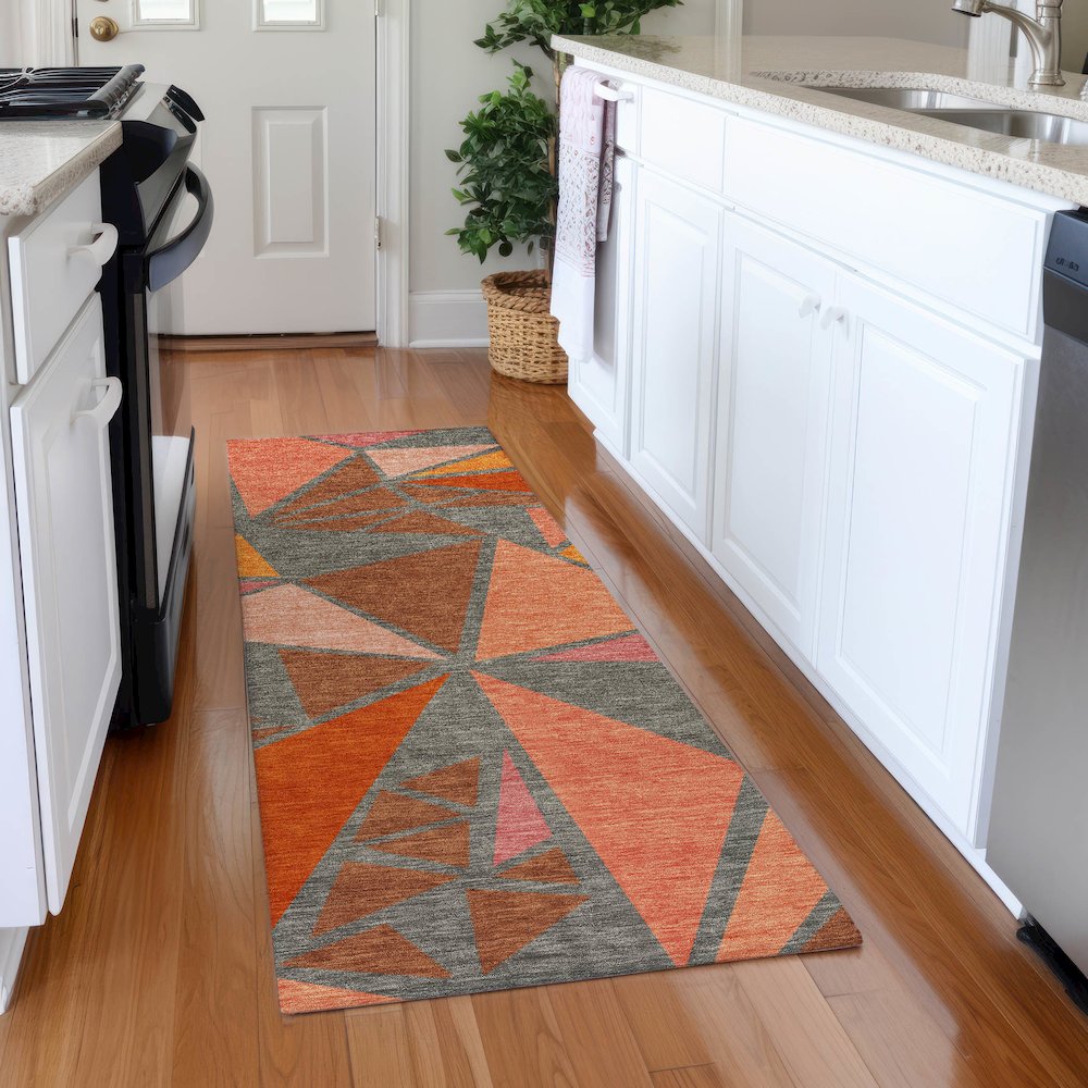 Premium Machine Washable Mayfield AMF1039 Rust 2'3" x 7'6" Runner Rug. Picture 5