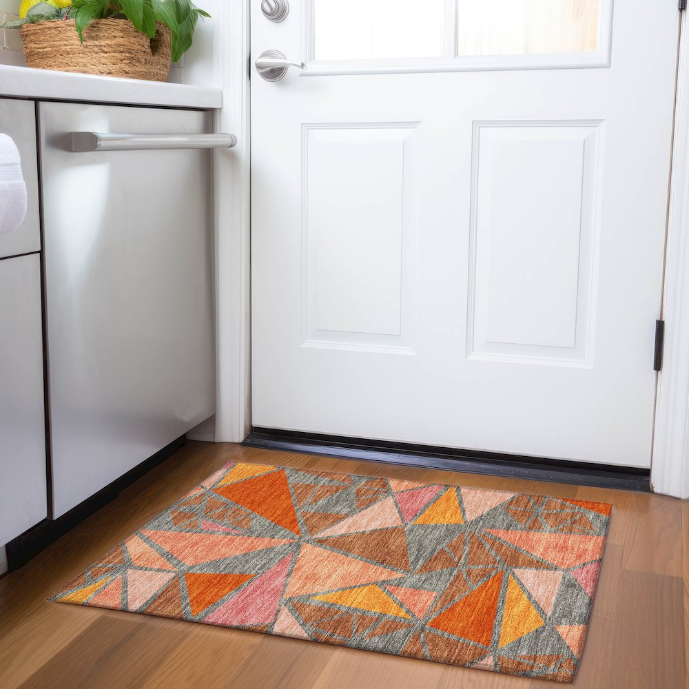 Premium Machine Washable Mayfield AMF1039 Rust 1'8" x 2'6" Rug. Picture 5