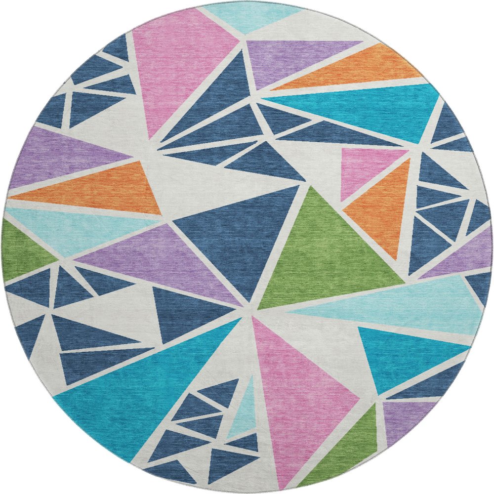 Premium Machine Washable Mayfield AMF1039 White 8' x 8' Round Rug. Picture 1