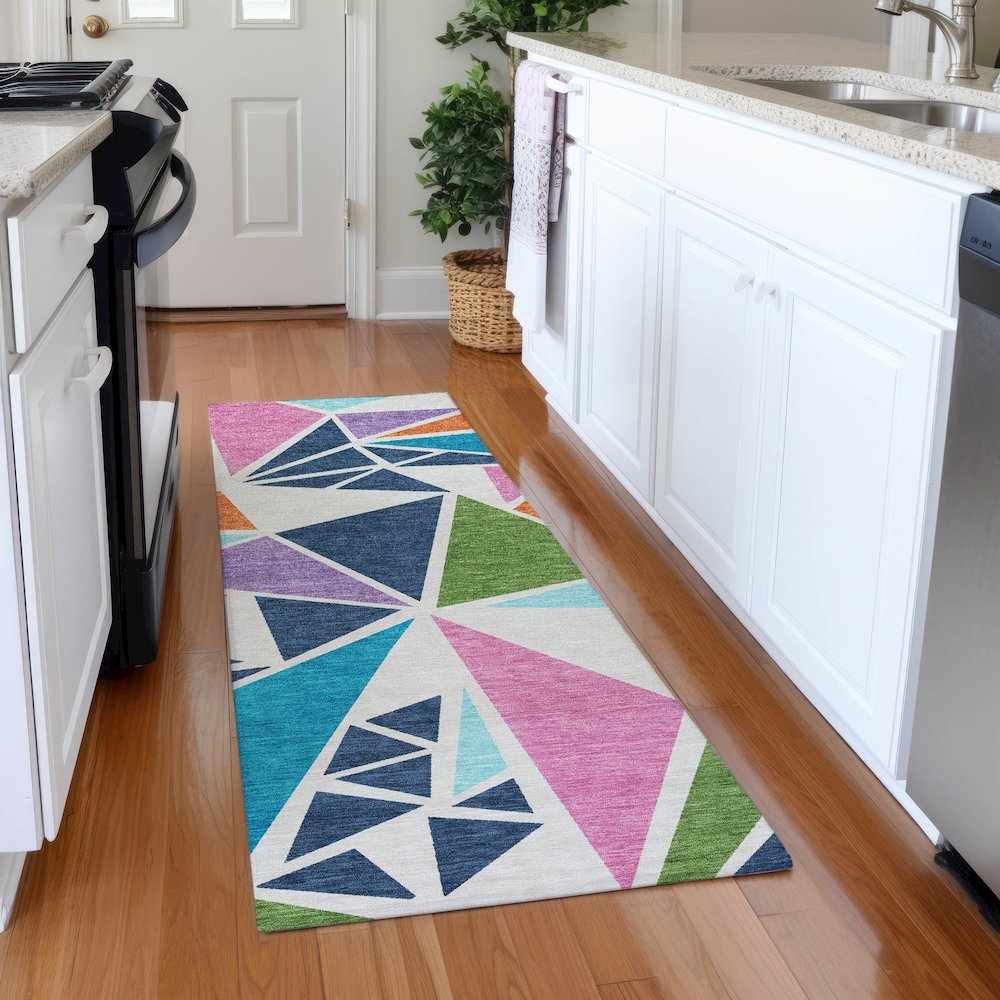 Premium Machine Washable Mayfield AMF1039 White 2'3" x 7'6" Runner Rug. Picture 5