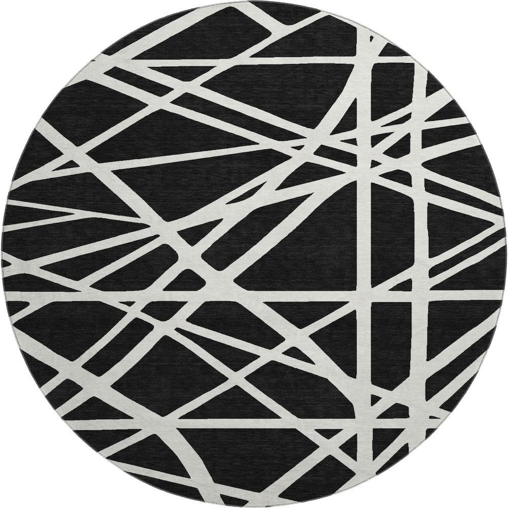 Premium Machine Washable Mayfield AMF1040 Black 8' x 8' Round Rug. Picture 1