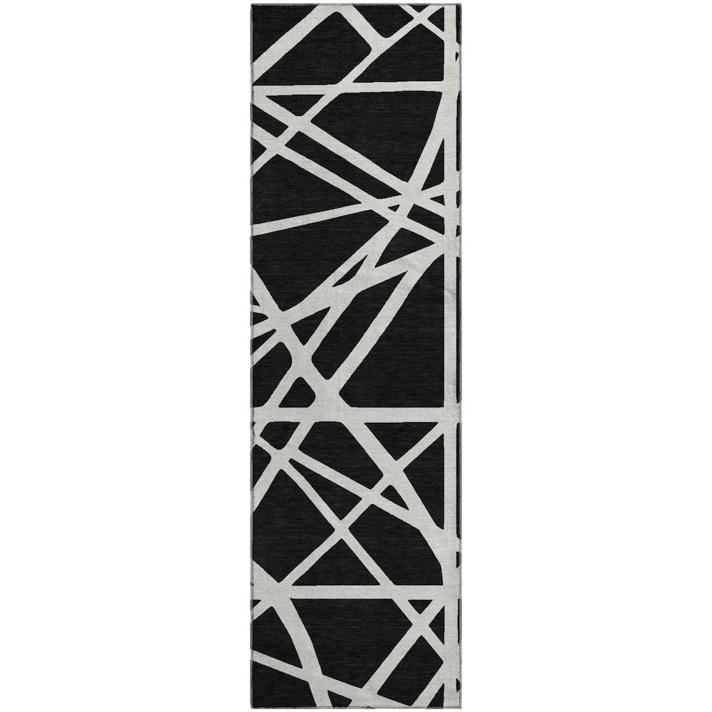 Premium Machine Washable Mayfield AMF1040 Black 2'3" x 7'6" Runner Rug. Picture 1