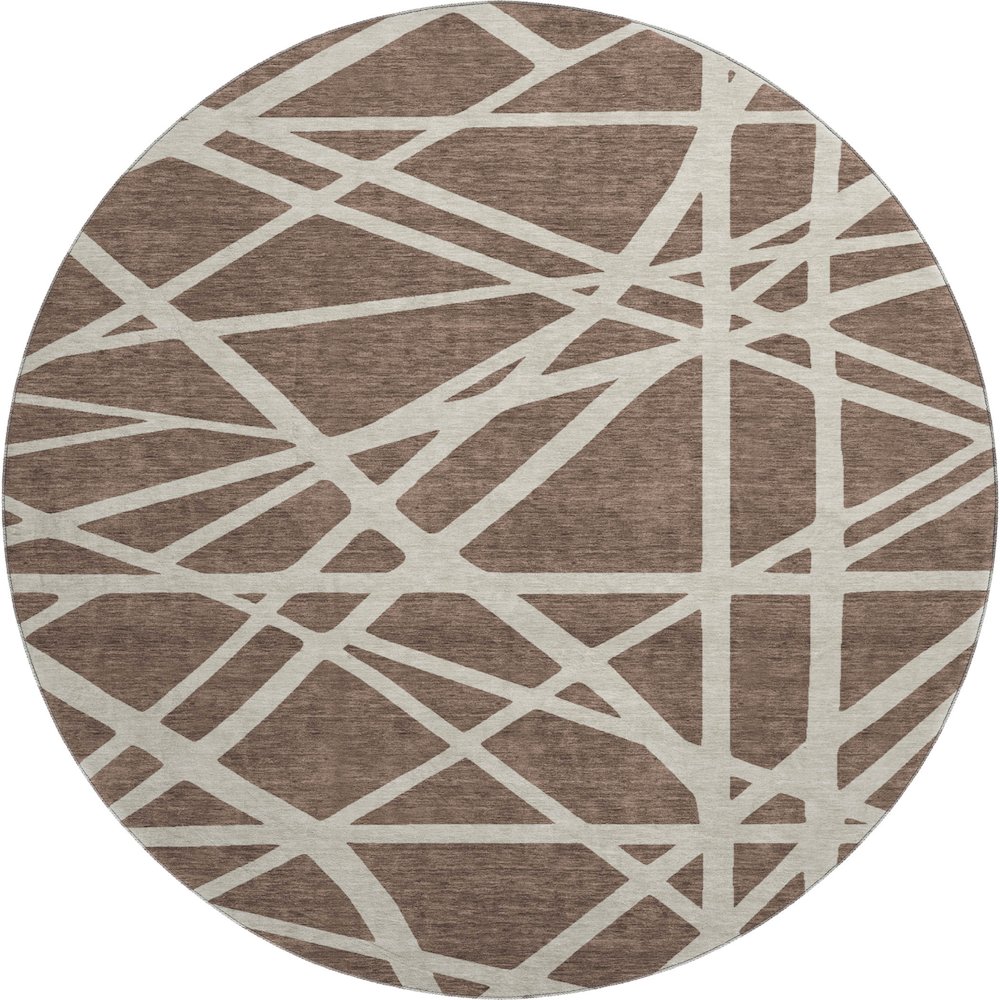 Premium Machine Washable Mayfield AMF1040 Brown 8' x 8' Round Rug. Picture 1