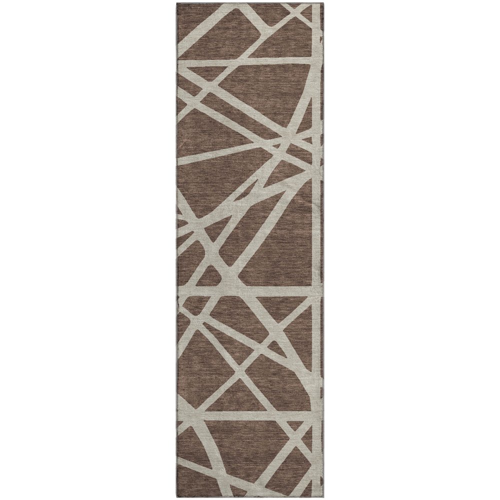 Premium Machine Washable Mayfield AMF1040 Brown 2'3" x 7'6" Runner Rug. Picture 1