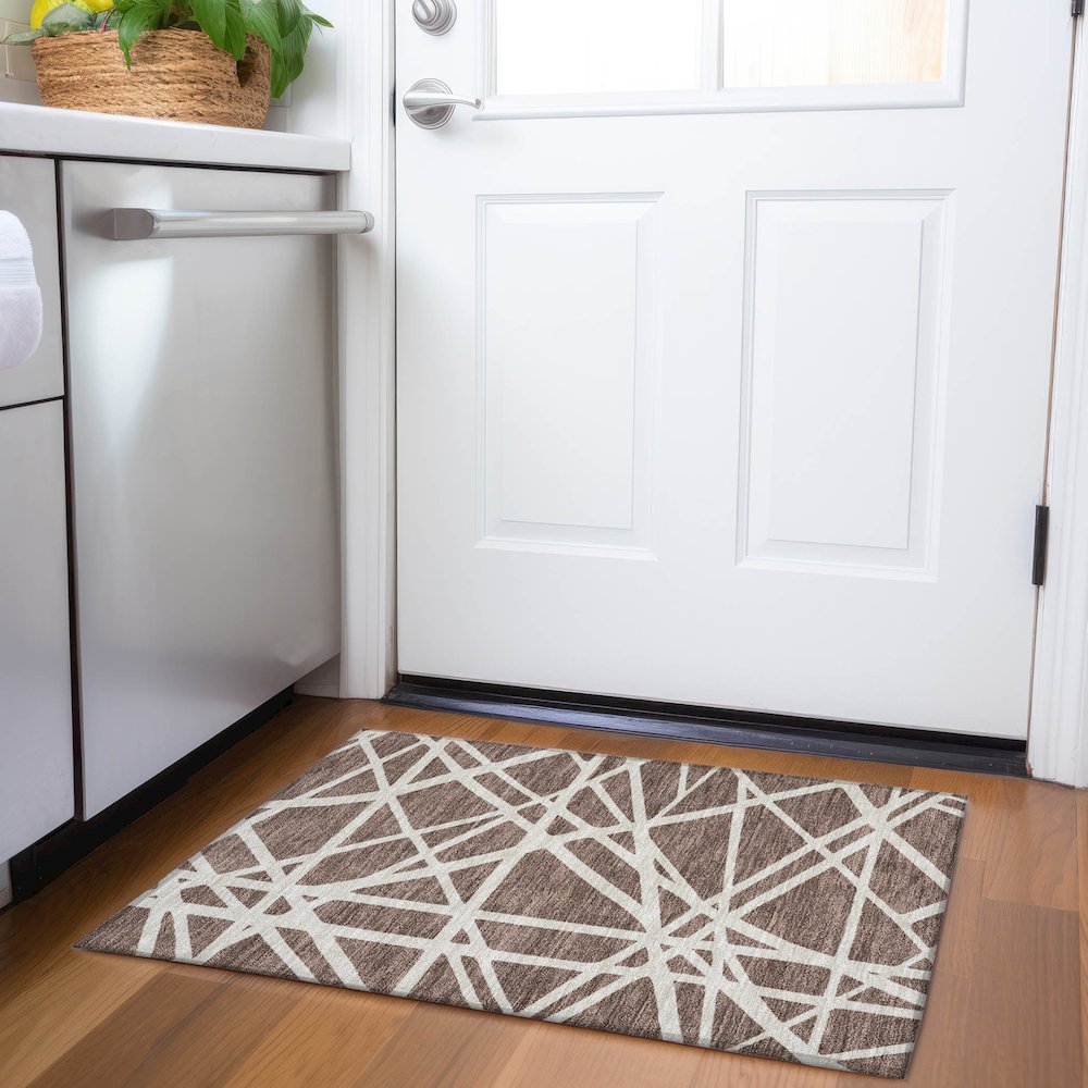 Premium Machine Washable Mayfield AMF1040 Brown 1'8" x 2'6" Rug. Picture 5