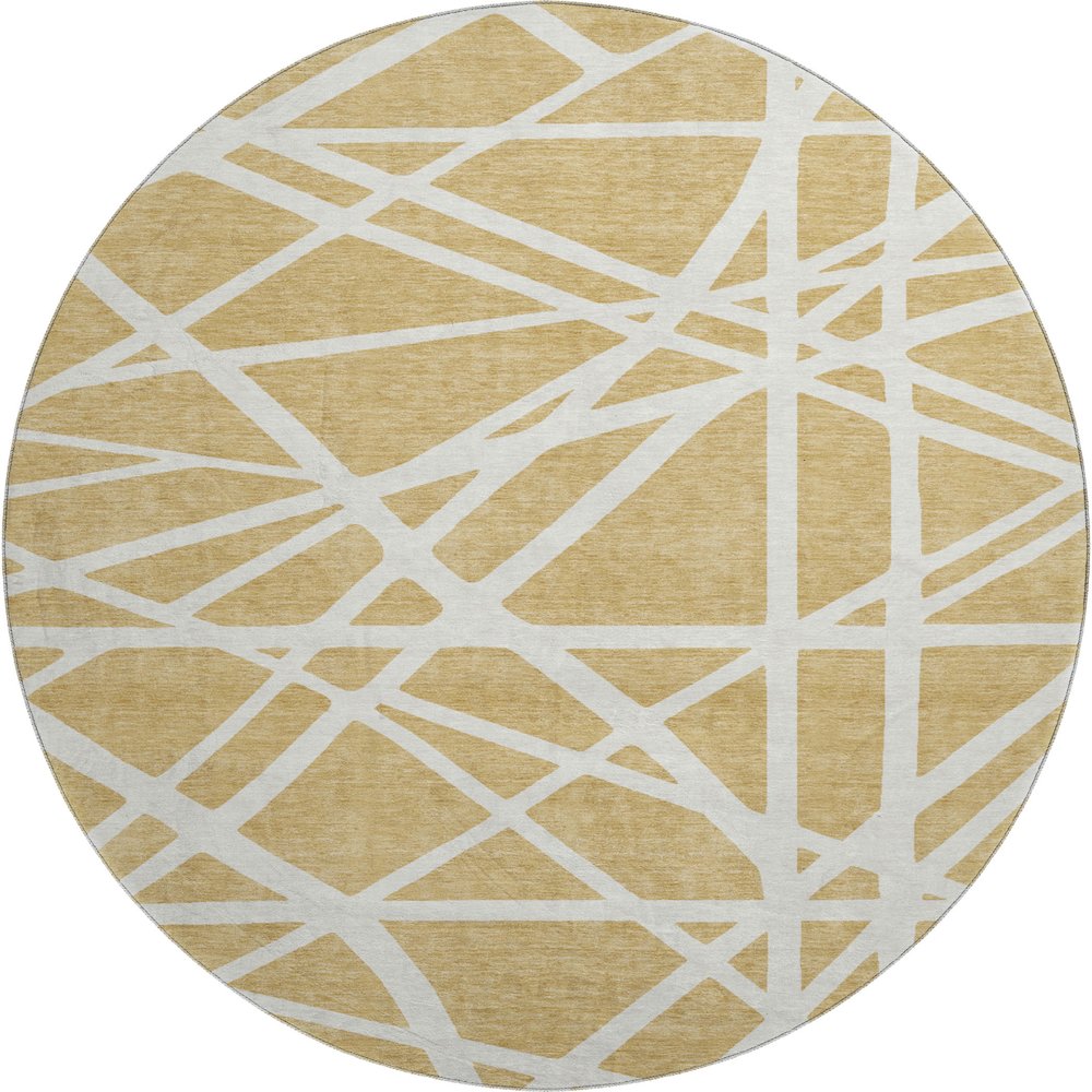 Premium Machine Washable Mayfield AMF1040 Gold 8' x 8' Round Rug. Picture 1