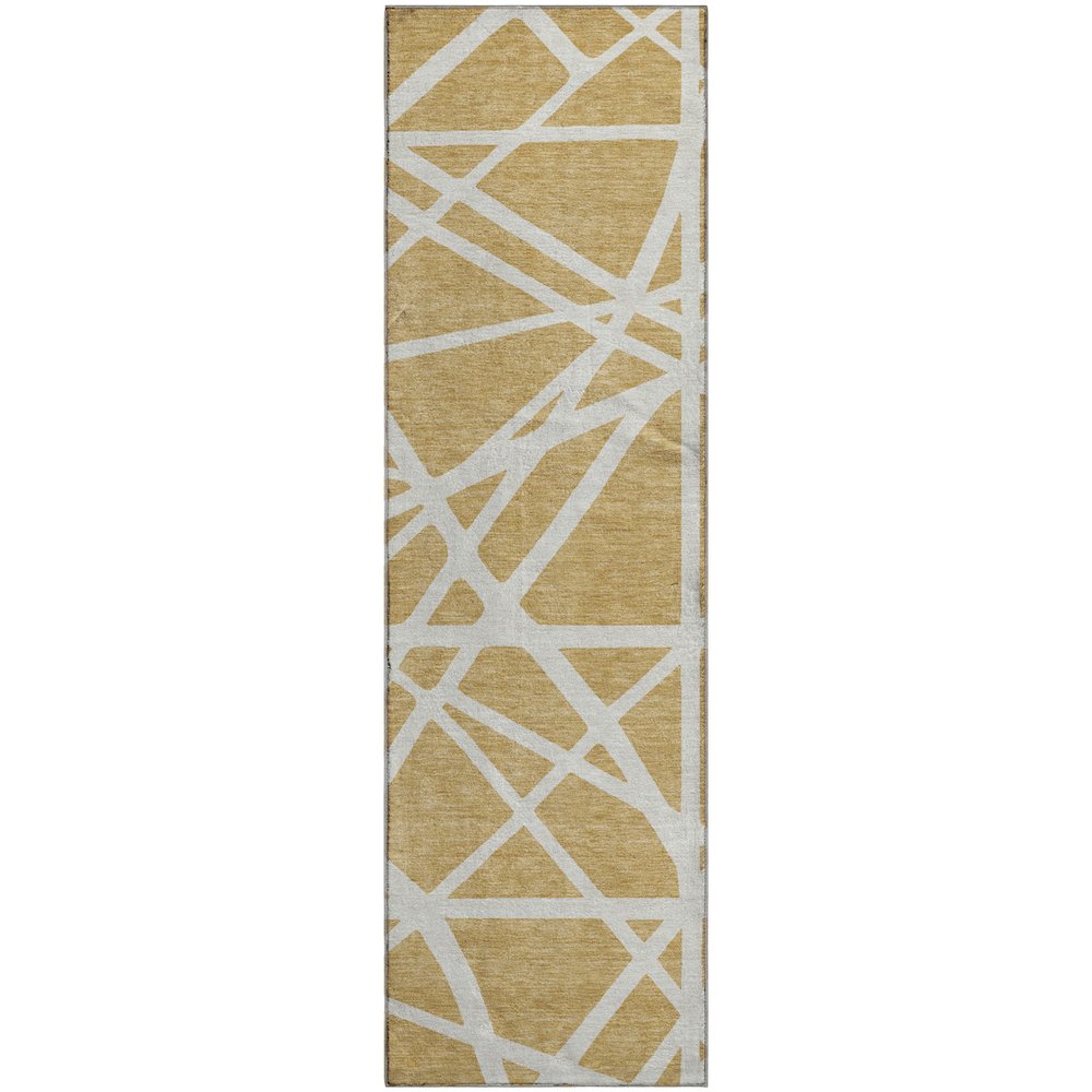 Premium Machine Washable Mayfield AMF1040 Gold 2'3" x 7'6" Runner Rug. Picture 1
