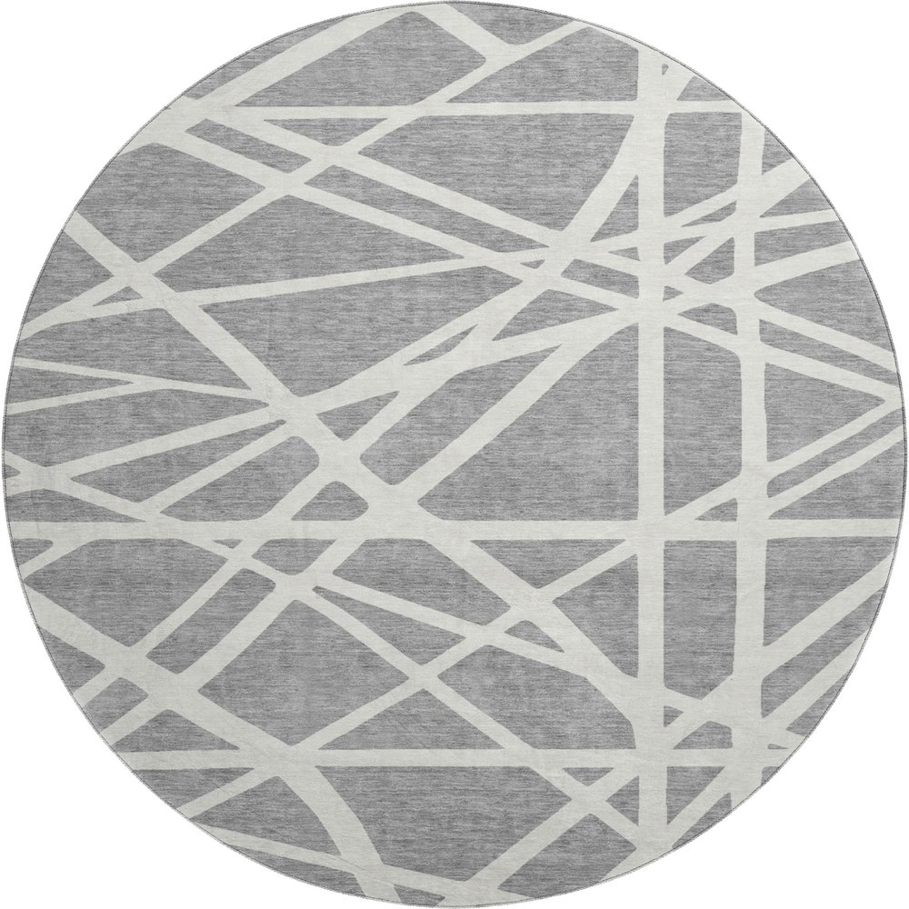 Premium Machine Washable Mayfield AMF1040 Gray 8' x 8' Round Rug. Picture 1