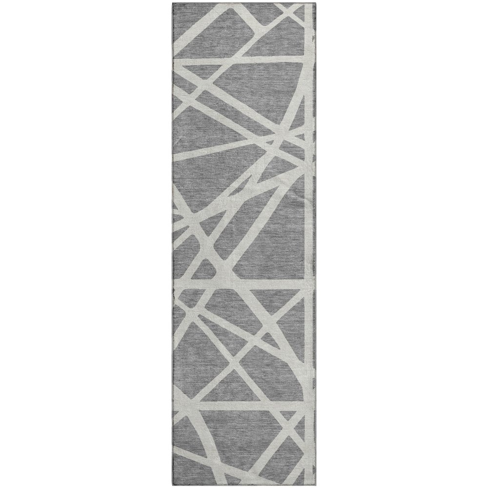 Premium Machine Washable Mayfield AMF1040 Gray 2'3" x 7'6" Runner Rug. Picture 1