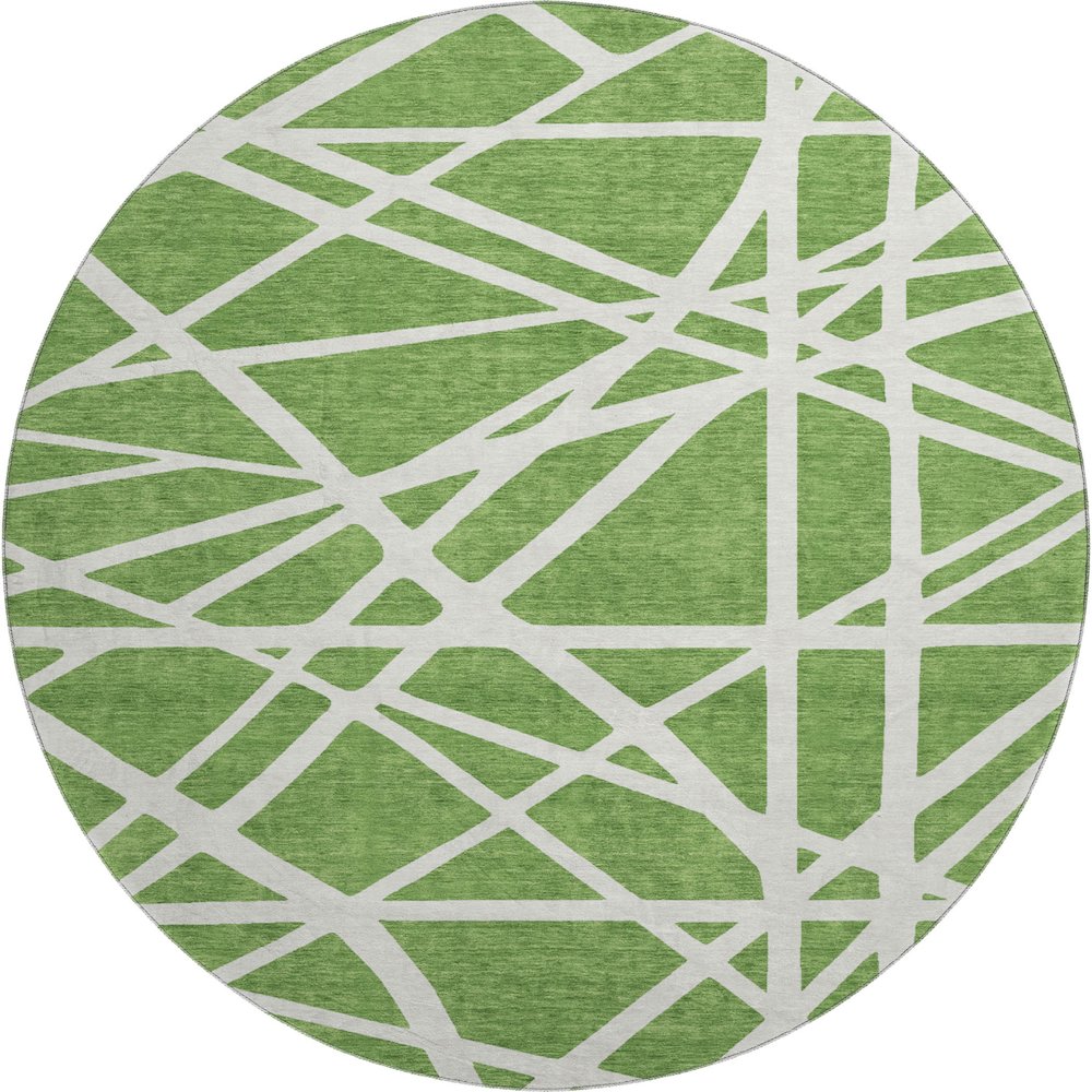 Premium Machine Washable Mayfield AMF1040 Green 8' x 8' Round Rug. Picture 1