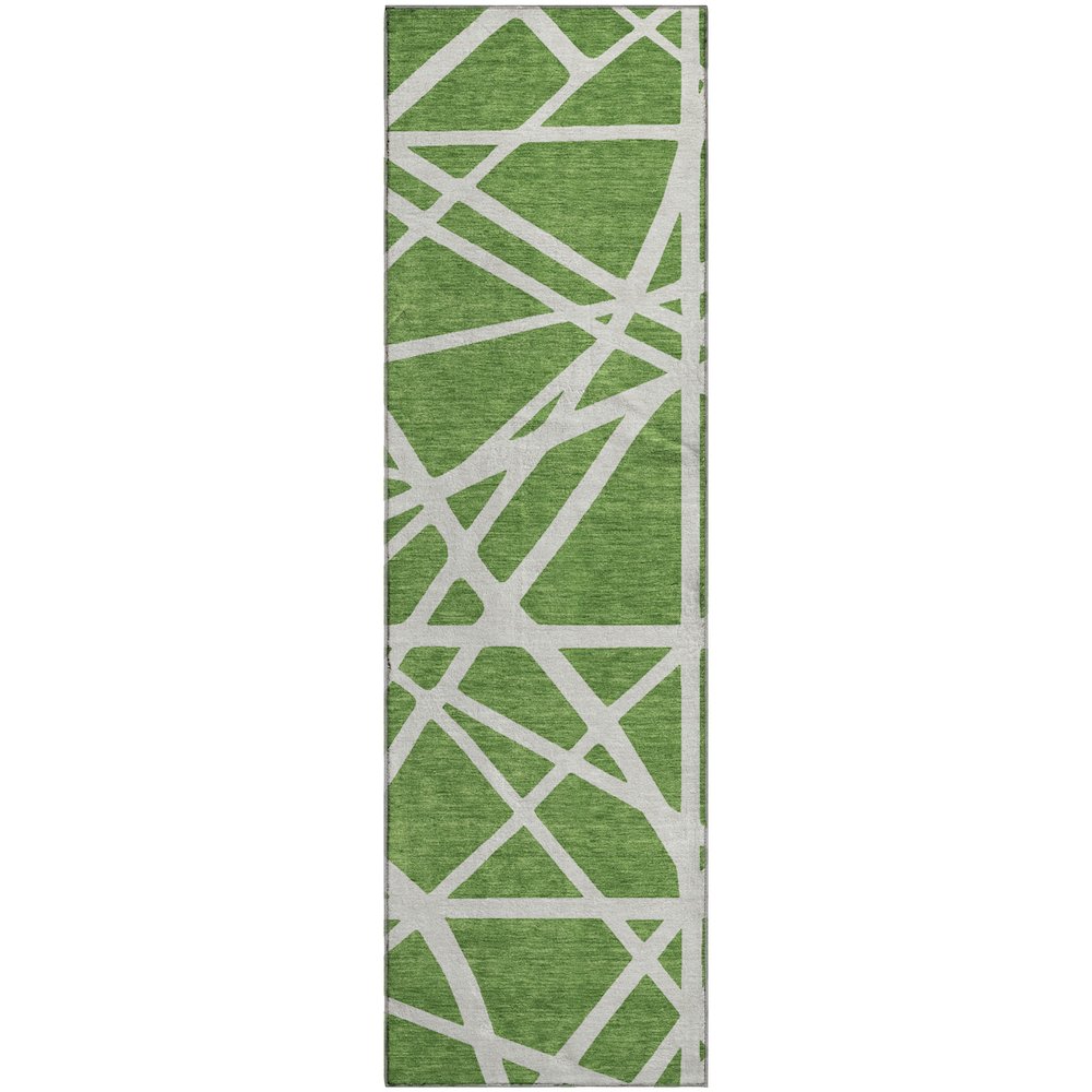 Premium Machine Washable Mayfield AMF1040 Green 2'3" x 7'6" Runner Rug. Picture 1