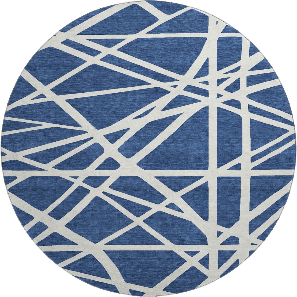 Premium Machine Washable Mayfield AMF1040 Navy 8' x 8' Round Rug. Picture 1