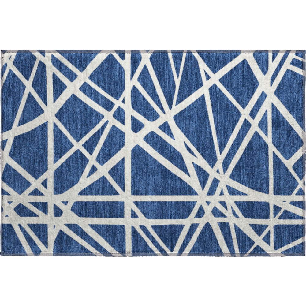 Premium Machine Washable Mayfield AMF1040 Navy 1'8" x 2'6" Rug. Picture 1