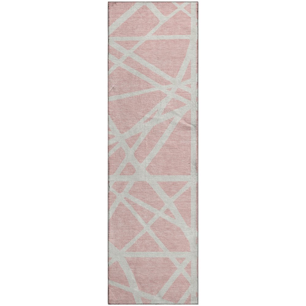 Premium Machine Washable Mayfield AMF1040 Pink 2'3" x 7'6" Runner Rug. Picture 1