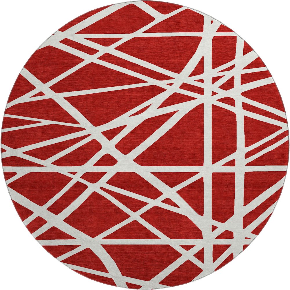 Premium Machine Washable Mayfield AMF1040 Red 8' x 8' Round Rug. Picture 1