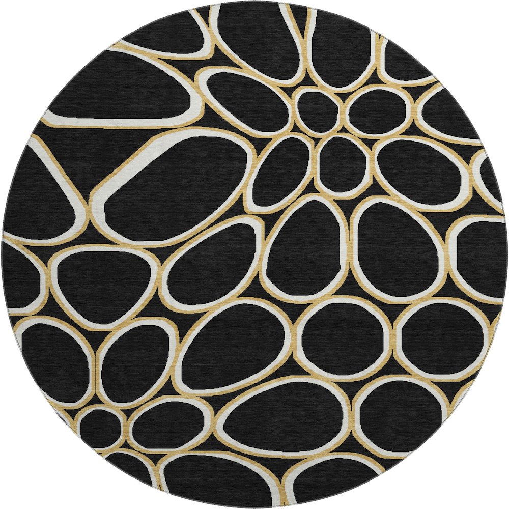 Premium Machine Washable Mayfield AMF1041 Black 8' x 8' Round Rug. Picture 1