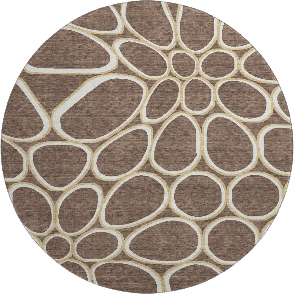 Premium Machine Washable Mayfield AMF1041 Brown 8' x 8' Round Rug. Picture 1