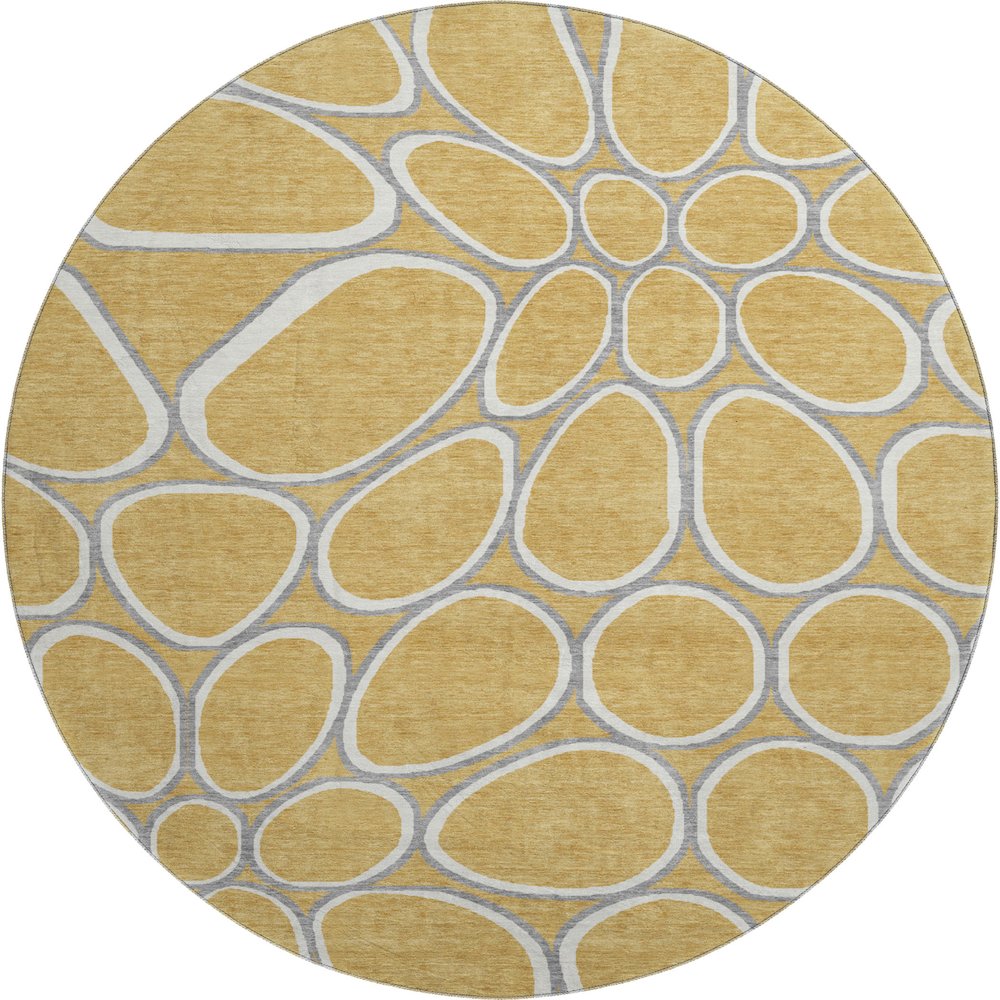 Premium Machine Washable Mayfield AMF1041 Gold 8' x 8' Round Rug. Picture 1