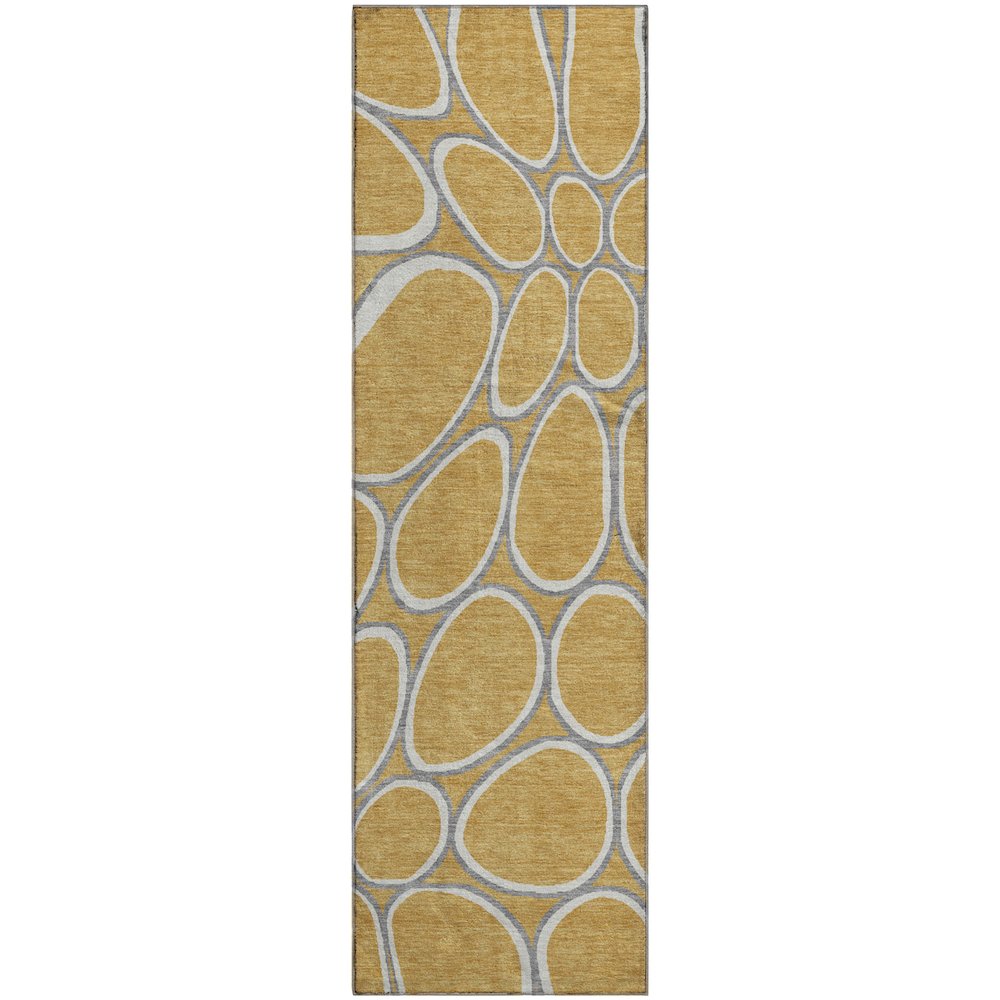Premium Machine Washable Mayfield AMF1041 Gold 2'3" x 7'6" Runner Rug. Picture 1