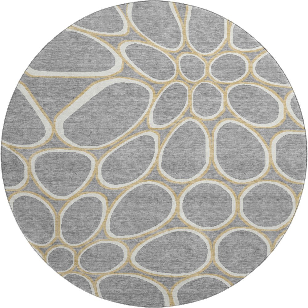 Premium Machine Washable Mayfield AMF1041 Gray 8' x 8' Round Rug. Picture 1