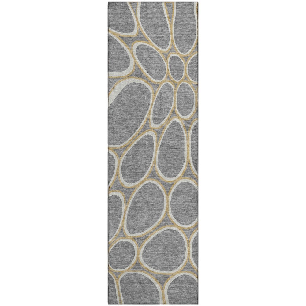 Premium Machine Washable Mayfield AMF1041 Gray 2'3" x 7'6" Runner Rug. Picture 1
