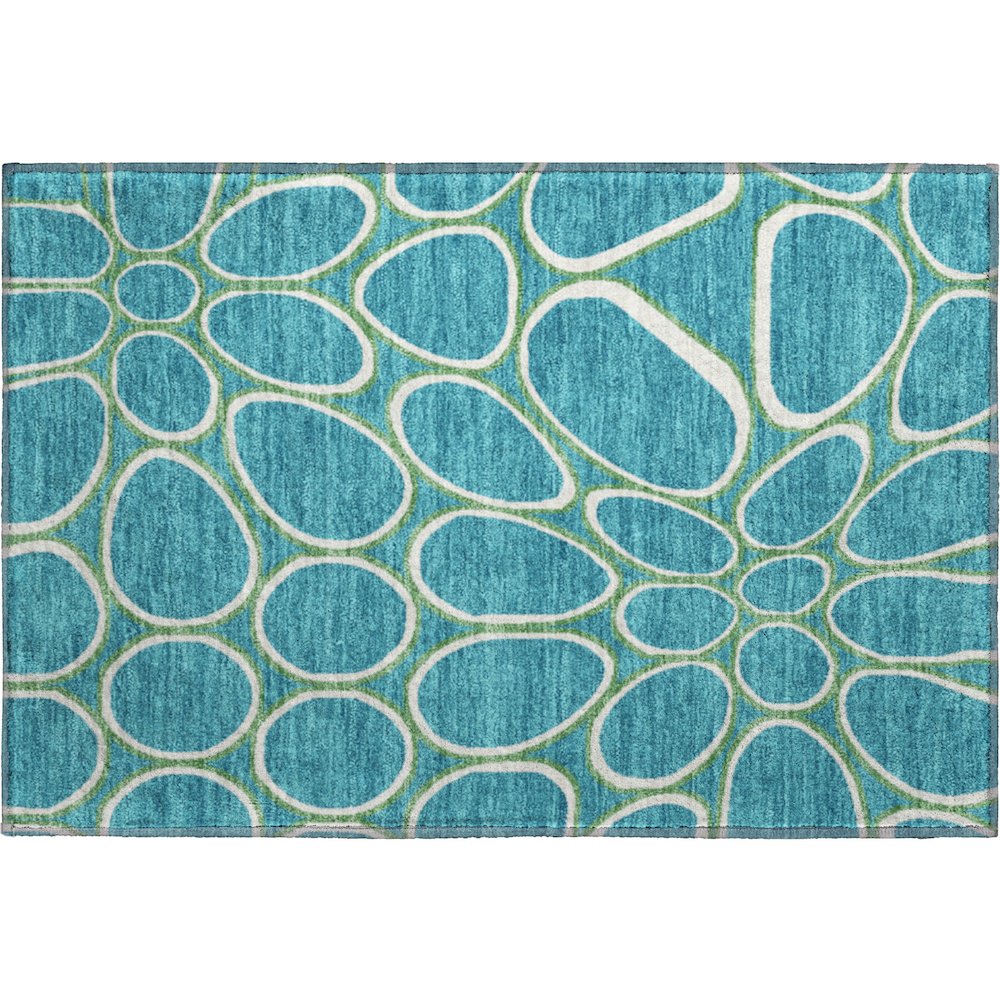 Premium Machine Washable Mayfield AMF1041 Teal 1'8" x 2'6" Rug. Picture 1